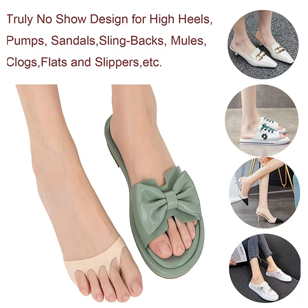 4pcs Five Toes Forefoot Pads for Women High Heels Half Insoles for Shoes Inserts Foot Calluses Corns Pain Relief Forefoot Socks