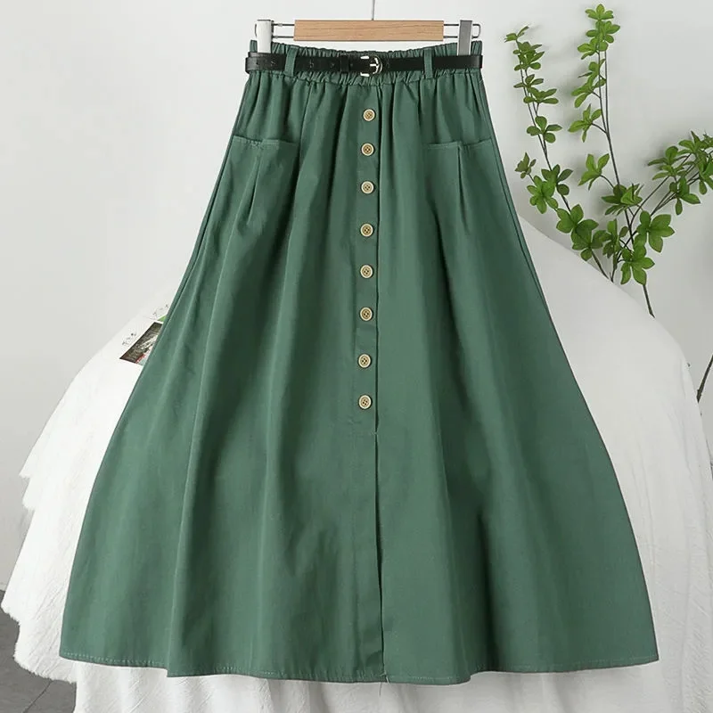 

Women Black skirt midi High waist korean style Pleated a line Vintage Clothing 2025 new Summer Casual Fashion Ladies Work Wear