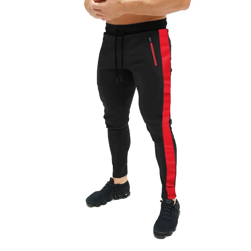 

2025 new men's sports pants slim fit, ankle tied, side striped, casual elastic fitness running sweatpants