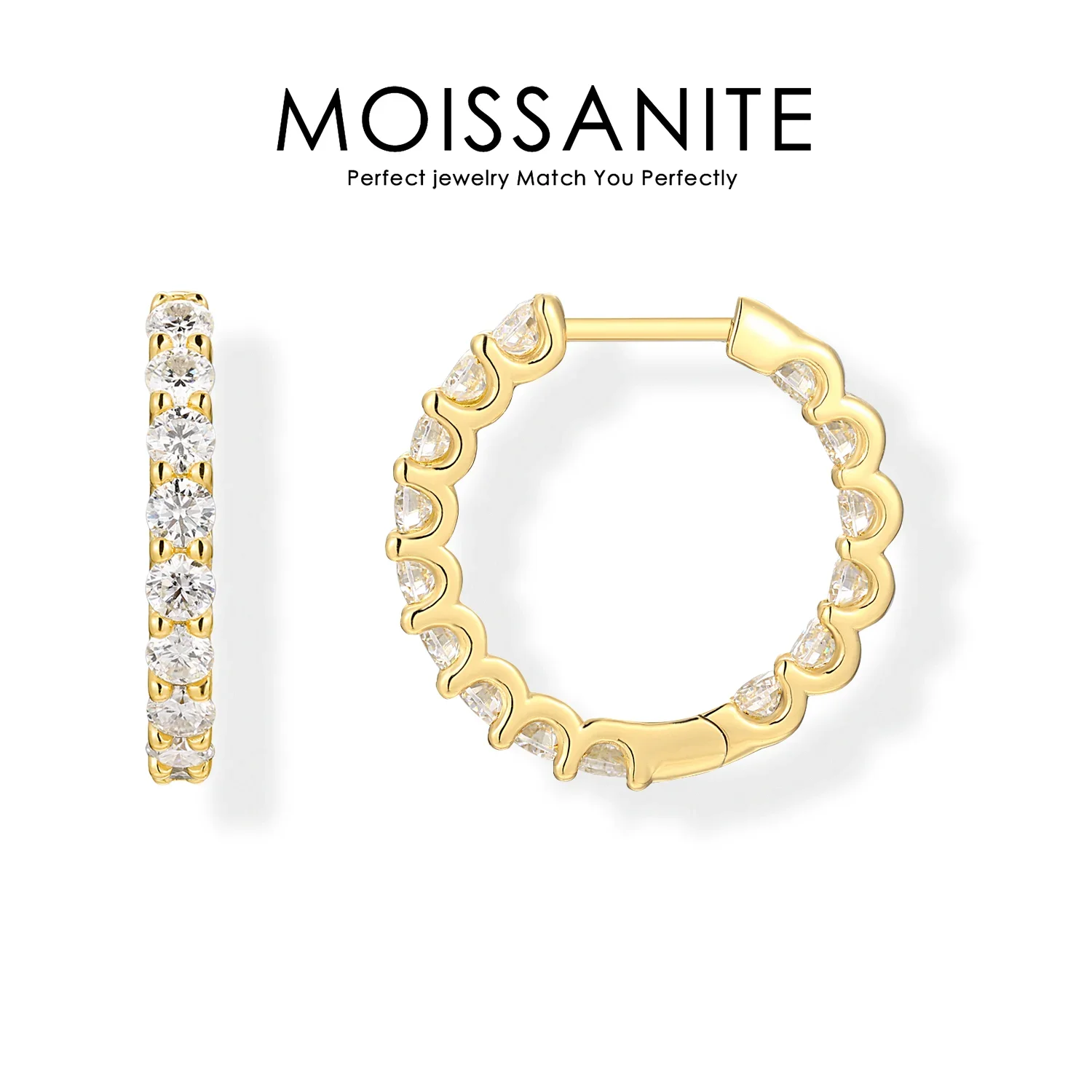

3mm Hoop Earrings – 18K Gold Plated S925 Silver with Moissanite, Bridging Strength and Elegance Through Life's Challenges