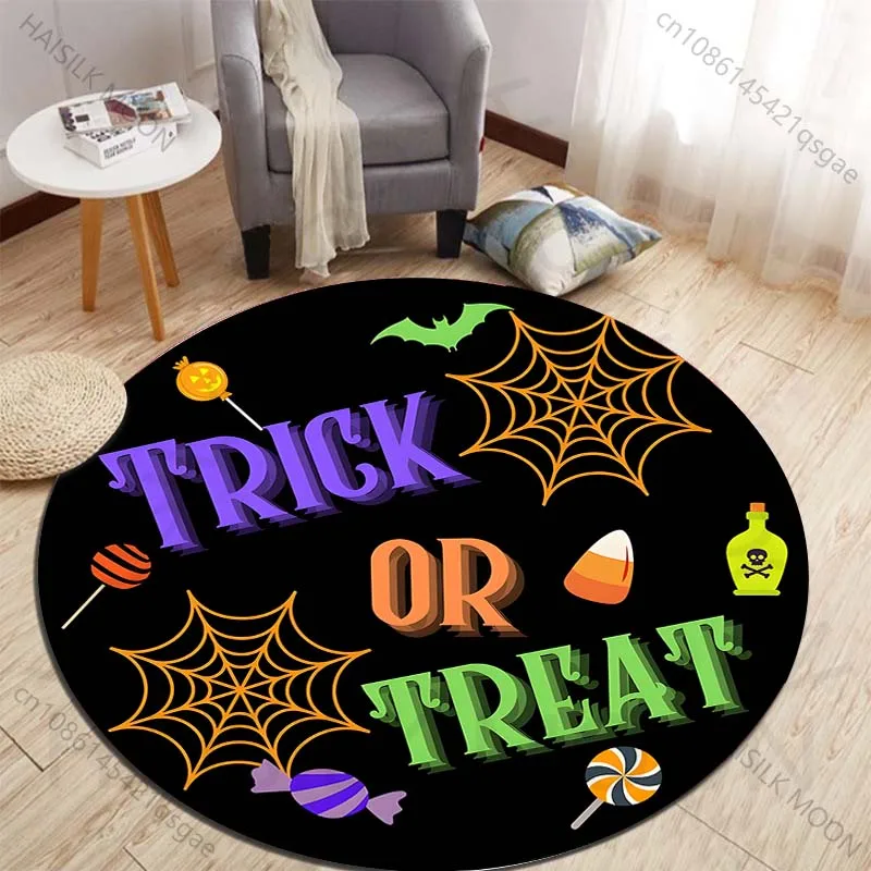 Halloween Candy and Décor Theme Printed round carpet living room sofa table carpet large pet mat soft round carpet home decor