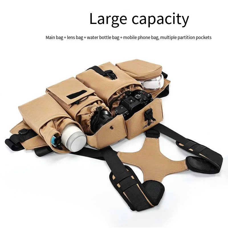 Multifunctional Camera Bag, Large Capacity, Outdoor Portable Canvas Polyester Tactical Camera Waist Bag