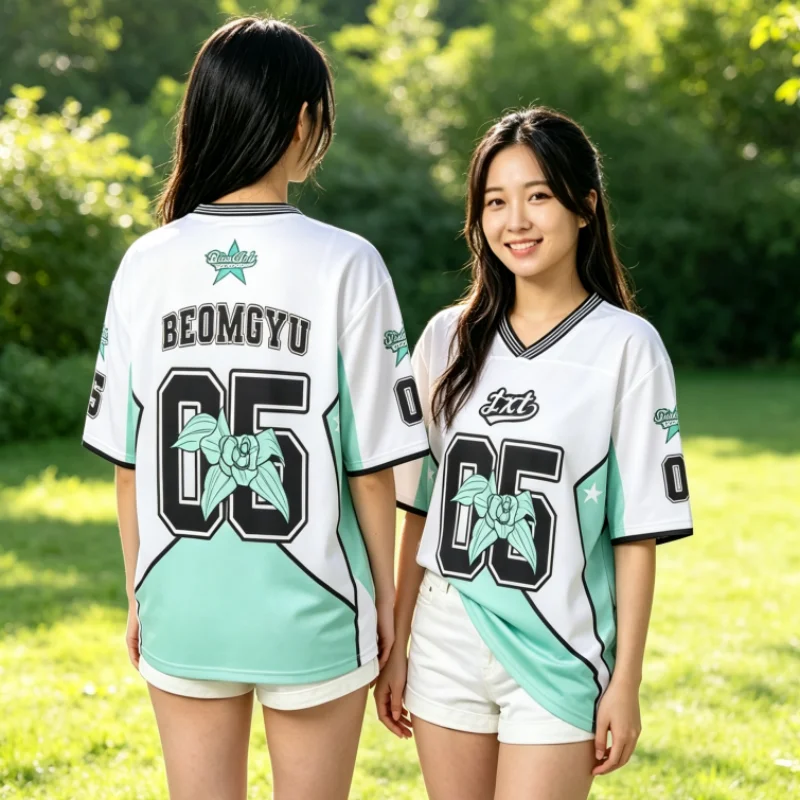 2026 Women's Kpop Group BEOMGYU 06 Football Jersey Breathable Kpop Fans Short Sleeve Casual T-Shirt Street-wear Family Kids Tees