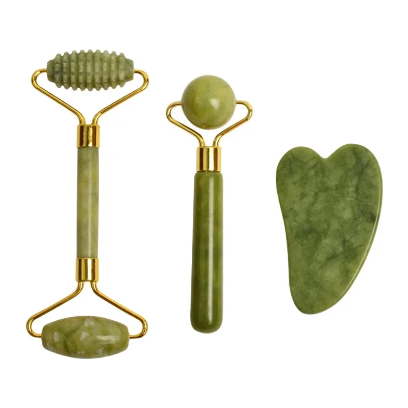 Guasha Natural Stone Massage Face Jade Roller Gua Sha Massage Tool Set for SPA Body visage rouleau de massage rouleau visage