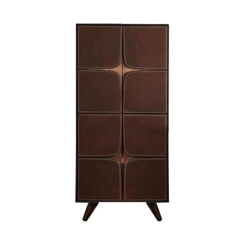 

Italian simple solid wood bedroom leather chest of drawers storage large capacity 4 bucket cabinet