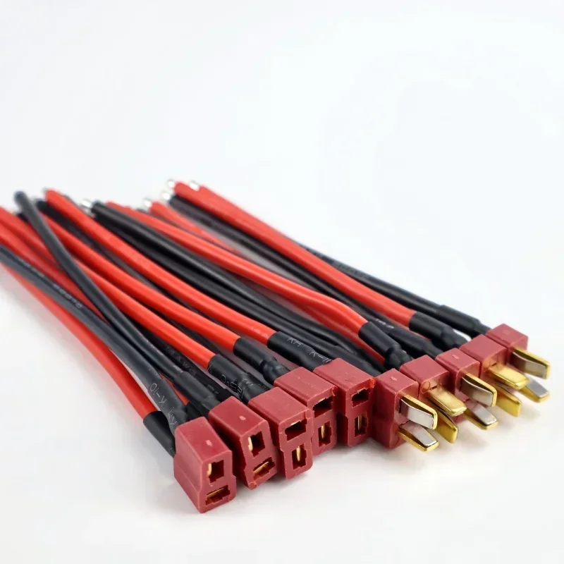 3/5/10 คู่ ปลั๊กแบบ T 10 ซม. 14AWG สายซิลิโคนตัวผู้/ตัวเมีย สำหรับรีโมทคอนโทรล โมเดลควอดคอปเตอร์ แบตเตอรี่ลิเธียม