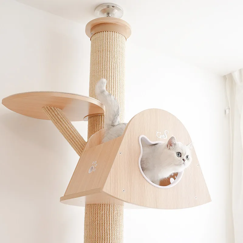 

New Version Cat Climbing Frame, Integrated Sky-high Pillar, Tree House, No Need To Punch Holes