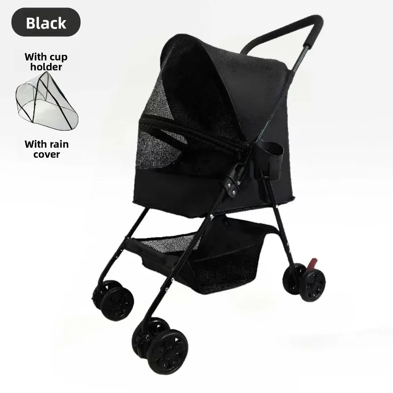 Foldable Pet Stroller Cats Dogs Lightweight Travel Portable One Key Folding Small Dog Dog Stroller Pet Trolley Stroller for Dog