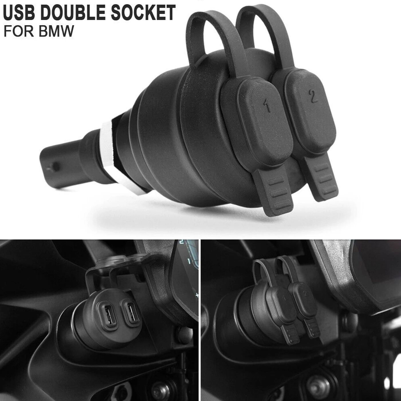 

Motorbike Dual USB Charger Power Adapter Socket For BMW R1200 1250GS RT R nineT K1600GT K1300S GT G310GS F900XR F850GS S1000XR