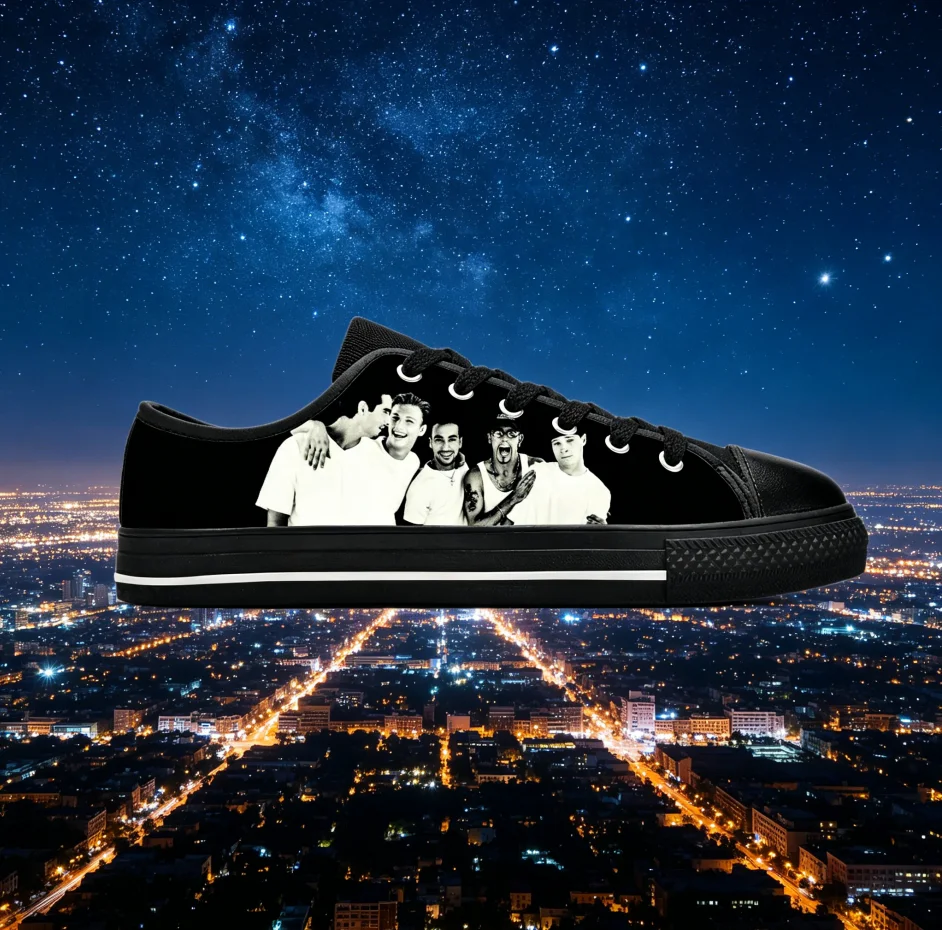 

Кеды Backstreet Boys Classic Art Canvas Shoes - черные низкие кеды с фотопринтом группы, удобная уличная обувь унисекс