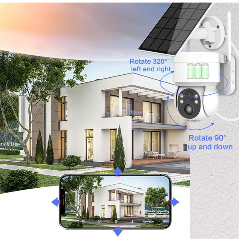 Wifi Solar PTZ Camera 4MP Wireless Solar CCTV Security Camera Outdoor WiFi Battery Rechargeable PTZ IP Camera With Solar Panel