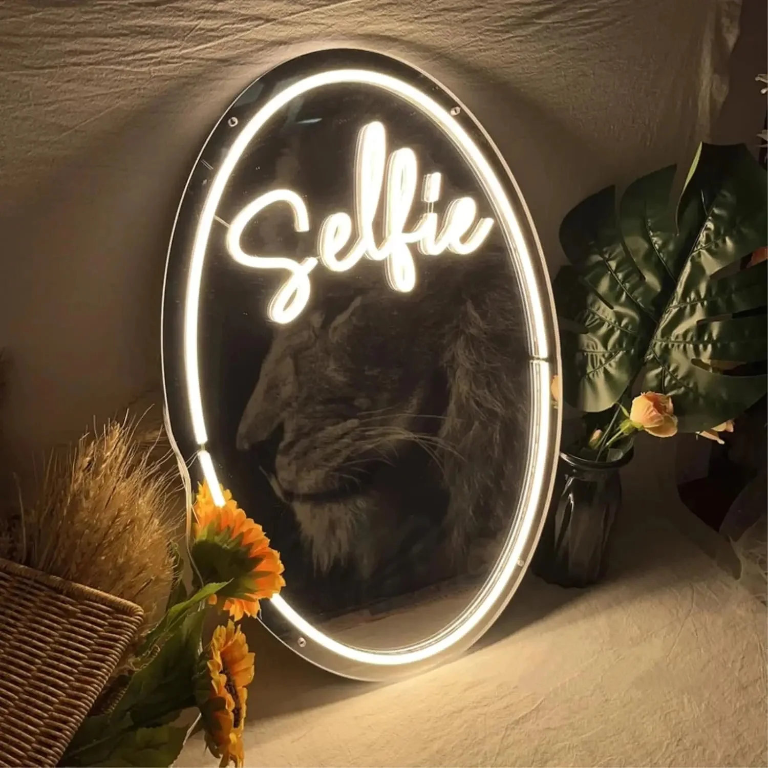 علامة نيون لمرآة سيلفي حديثة مخصصة من IPixel لغرفة المعيشة، حروف LED فنية، سطوع عاكس للضوء، مادة صديقة للبيئة #4