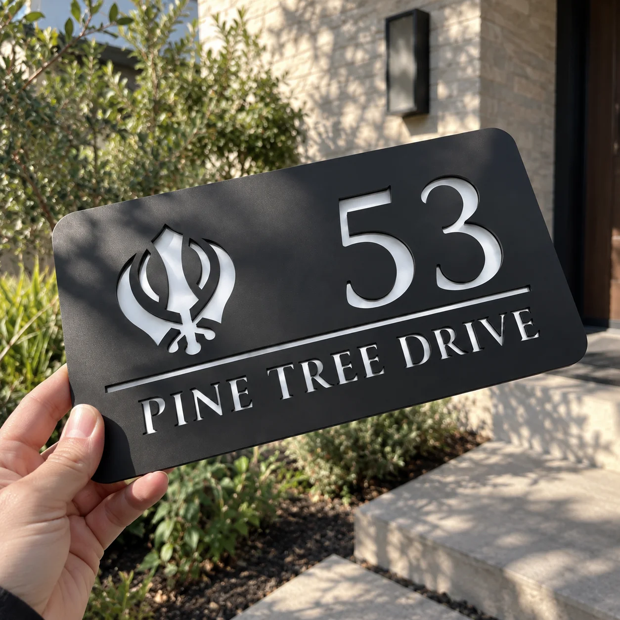 Custom House Number Plaque Personalized Address Sign, Modern Outdoor Door Wall Sign, Laser Cut Home Number Garden Entrance Decor