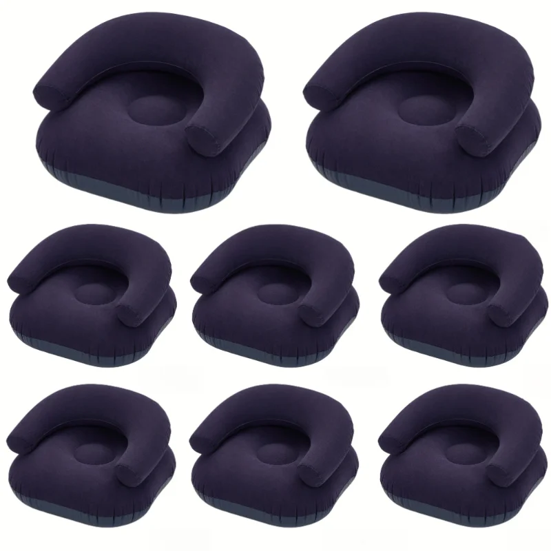 1Set Inflatable Single Person Lazy Sofa U-Shaped Flocking with Armrests And Backrest Portable Outdoor Leisure Bean Bag Chair