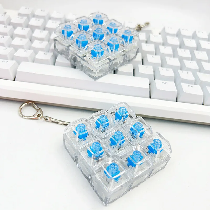 PC4 Key Mechanical Keyboard Test Axis Stress-Relief Button Finger Squeeze Toy Keychain Stress-Release Toy