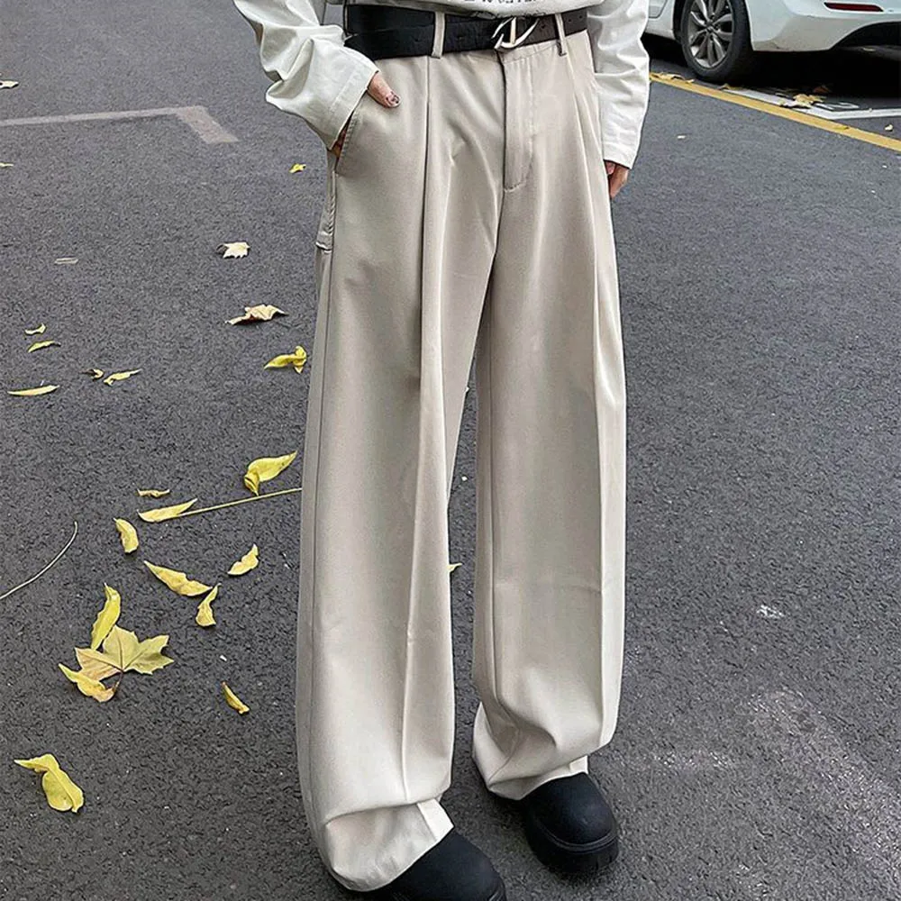 メンズ春ズボン無地デイリードレープカジュアルパンツシンプルなビジネスオールマッチアウトドアストレートパンツ紳士服 2025 新しい