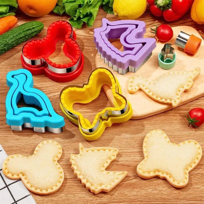 Sandwich Cutters Set for Children Food Cookie Bread Mold Maker Fruit and Vegetable Shapes Cutting Mould Baking Tools for Kids