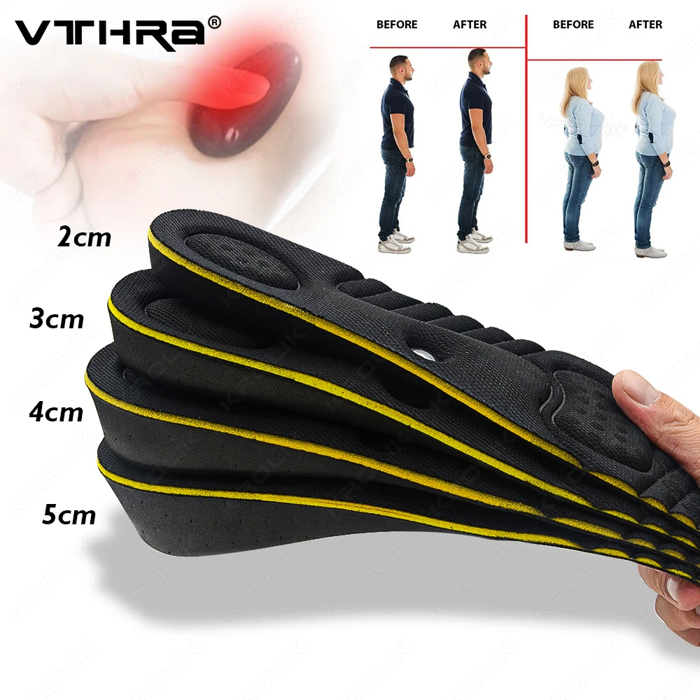 VTHRA Latest Magnet 2-5cm Invisible Height Increase Insoles Templates Memory Foam Female Heighten  Shoes Sole Pad Growing Unisex