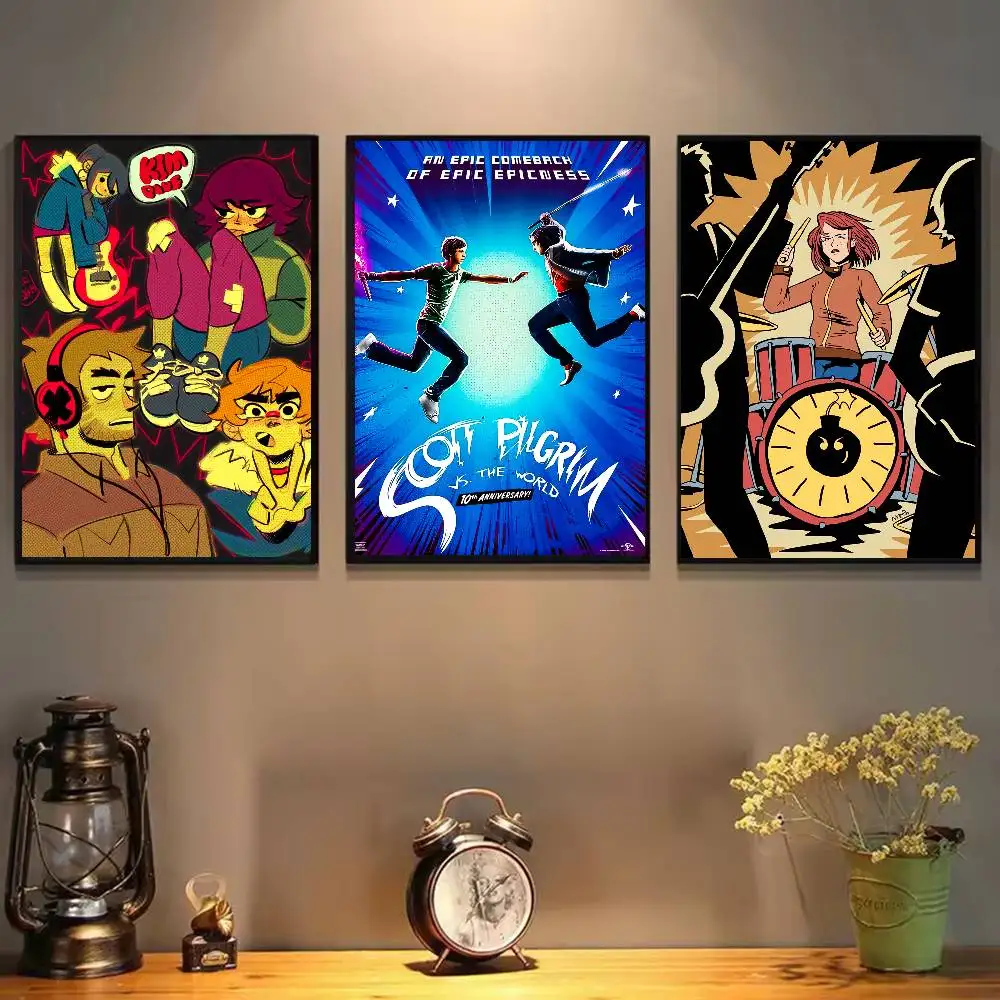 ملصق Scott P-pilgrim vs the World أنيمي ملصق فني مع مطبوعات هدية تزيين غرفة النوم وغرفة المعيشة