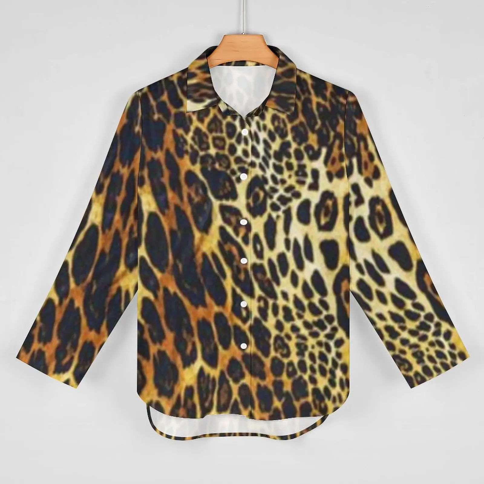 Tiger Print Casual Blouse Wild Animal Skin Cool Graphic Blouses Women Long-Sleeve Classic Shirts Summer Oversized Top