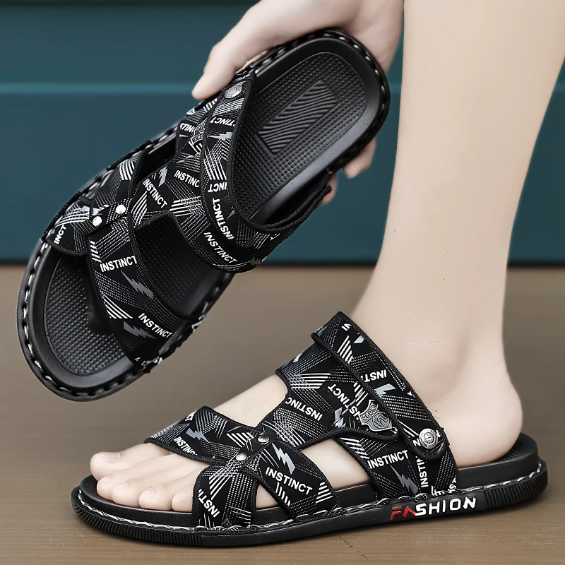 

Fashion Comfortable Men's Sandals Solid Color Open Toe Mens Sandals 2024 New Slippers Beach for Male Footwear