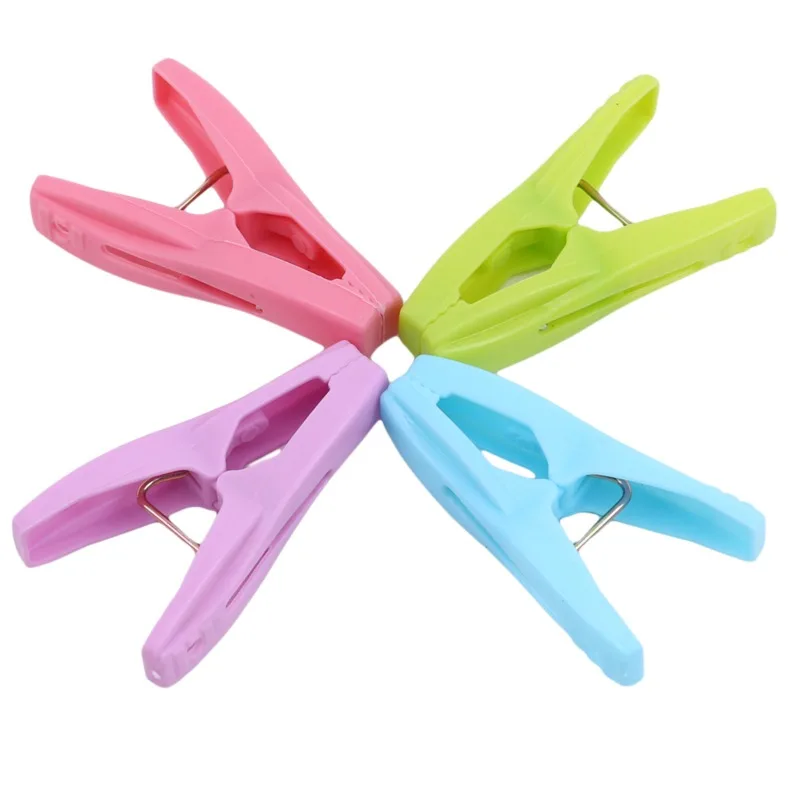 30 Pcs Clothes Pegs Pins With A Basket Colored Plastic Clothespins Durable Windproof Non-slip Laundry Bread Clip Cereal Clip