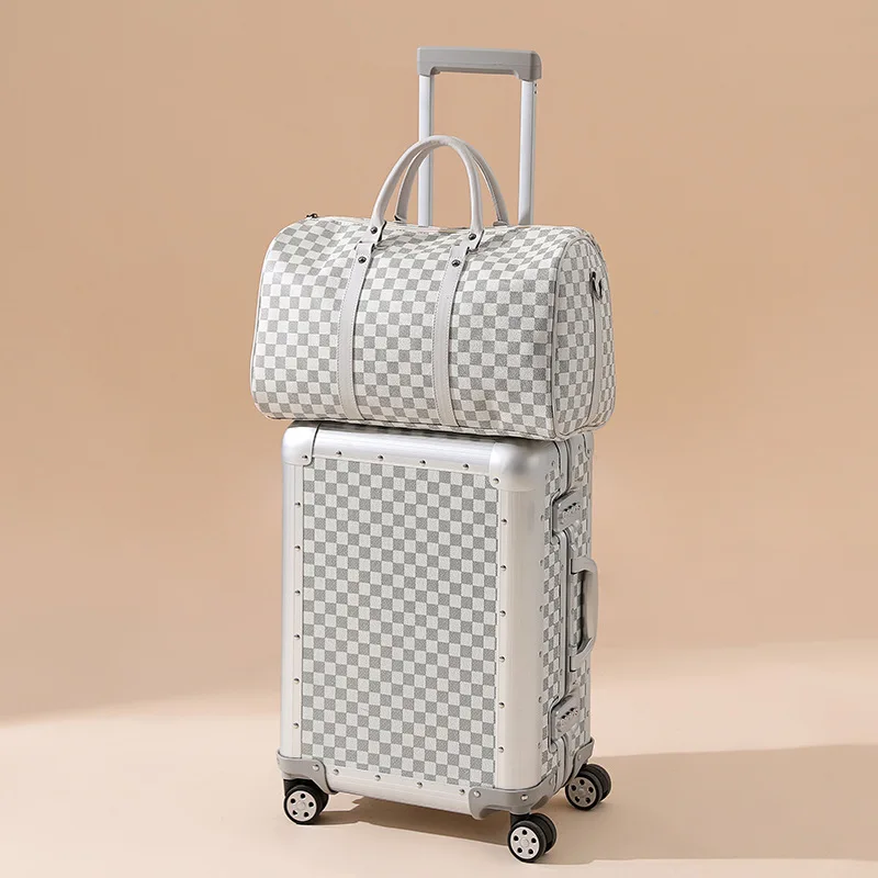 New Aluminum Suitcase Metal Frame Password Trolley Case 20&24&26 Inch Luggage Set Suitcase Trip Cabin Travel Bags Suitcases