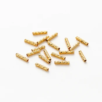 100 قطعة 7 مللي متر 10 مللي متر 14K 18K مطلية بالذهب النحاس أنبوب مستقيم لصنع سوار StripeTubes لوازم المجوهرات Diy بها بنفسك اكسسوارات