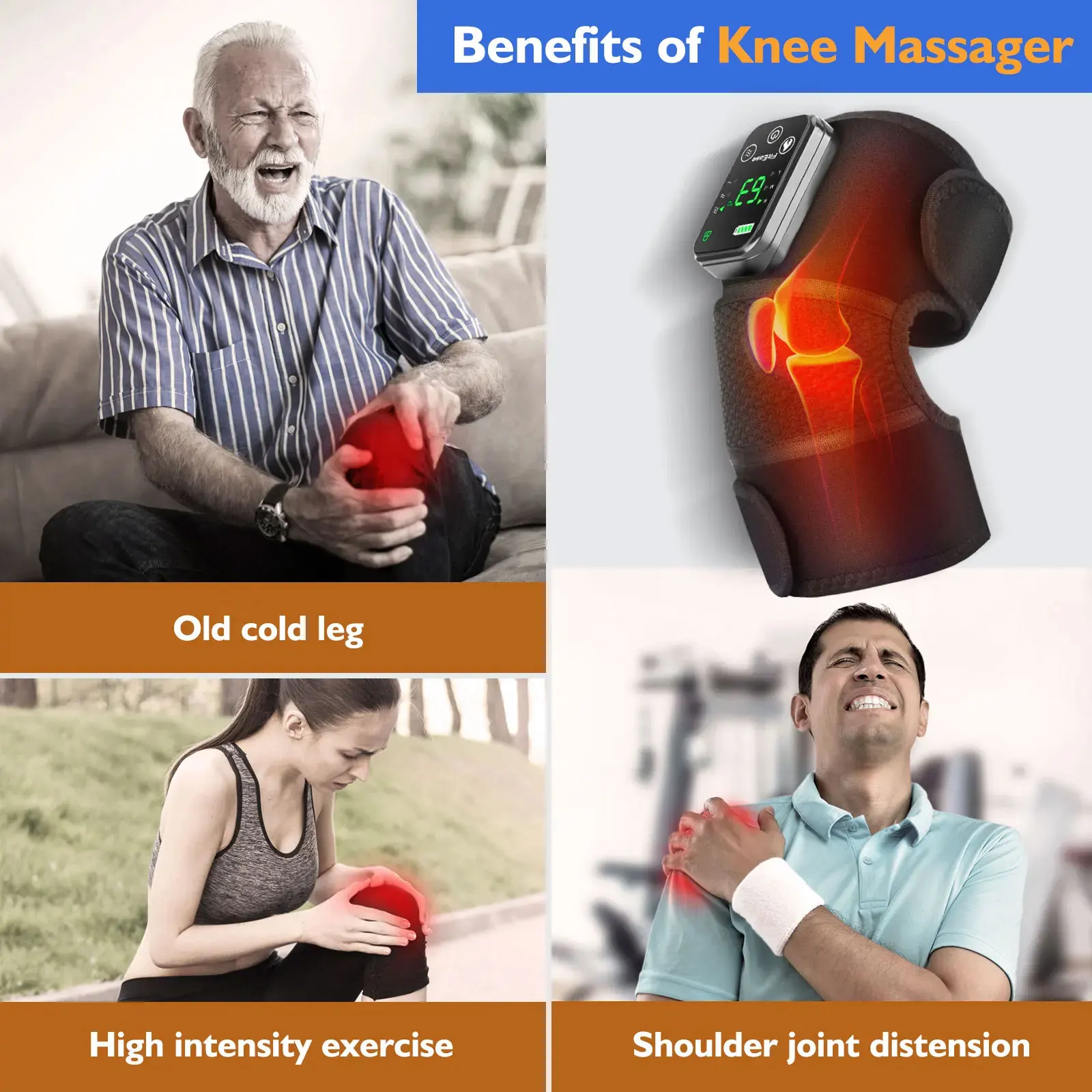 Electric Heating Shoulder Massager Vibration Cordless Massage Belt Pad Hot Compress