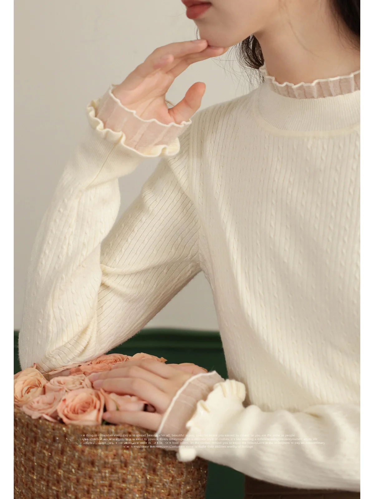 

Мягкий вязаный свитер для женщин, базовый слой, осенне-зимний, с высоким круглым вырезом, длинными рукавами, облегающий крой