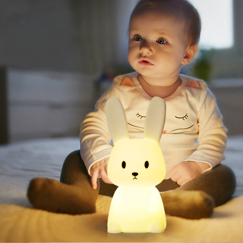 Creative Rabbit Silicone Pat Light LED Rechargeable Night Light Bedroom Bedside Sleeping Lighting Cute Children's Gift