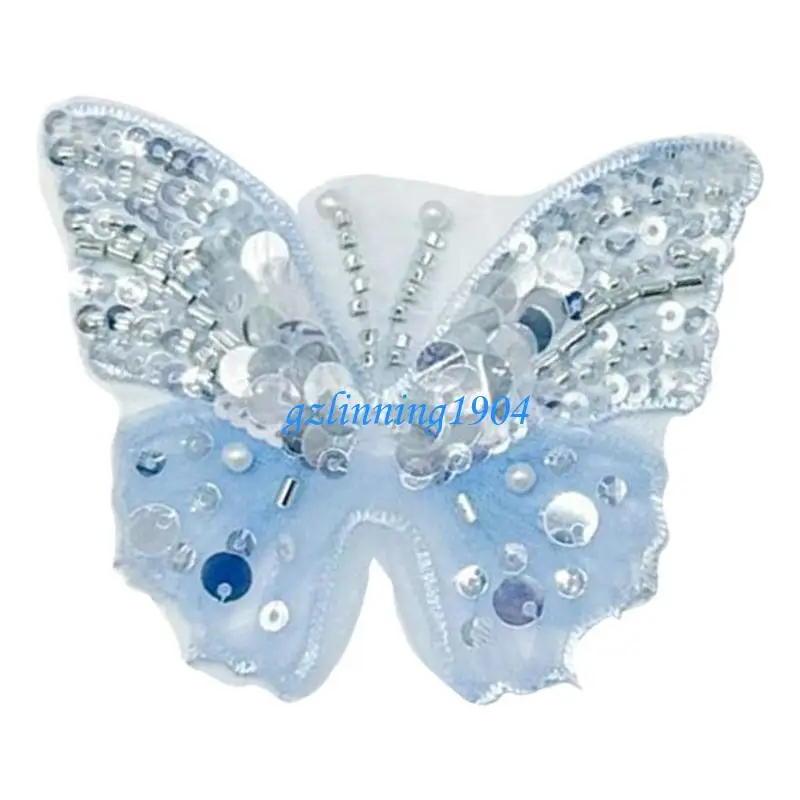 

L5yd Sequined Butterfly Sew Patches Trimmings Applique для свадебного платья шарф шарф декорации