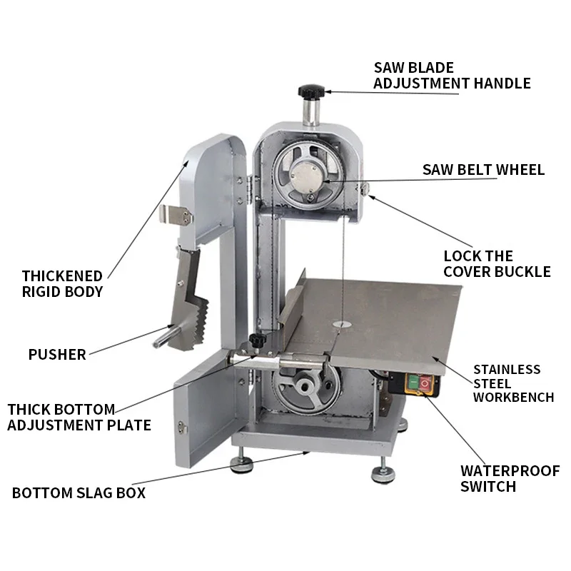 Sega elettrica per ossa di carne 220v Piccola taglierina da tavolo in acciaio inossidabile Chopper da cucina Taglio di costole di ricambio per uso alimentare