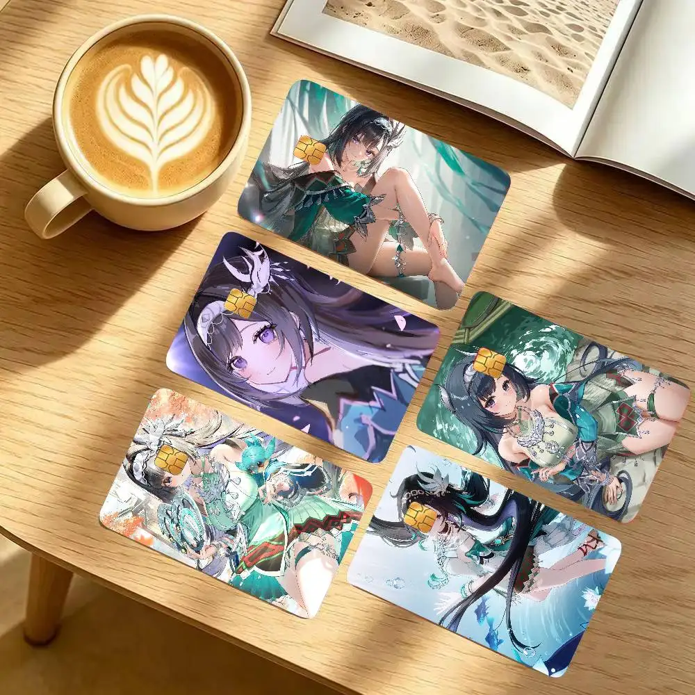 Lan Yan Genshin Impact Card Sticker 4Pcs Credit Card Skin Anti Scratch Bank Debit Card Decal