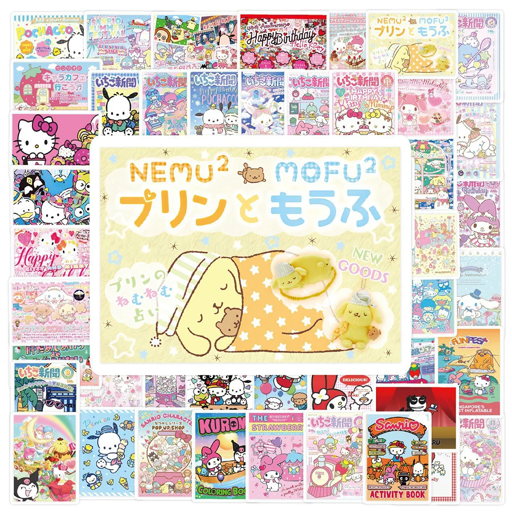 10/30/50 sztuk Kawaii Kuromi moja melodia Hello Kitty Cartoon naklejki estetyczne DIY pamiętnik Laptop telefon śliczne naklejki dla dzieci dziewczyny