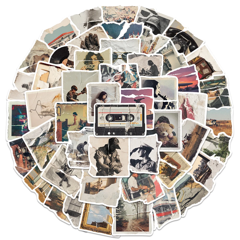 50pcs Torn Photo Sticker Creative Fashion Decal For Phone Fridge Laptop Scrapbook Skateboard Bicycle Helmet Decoration Sticker - view 2