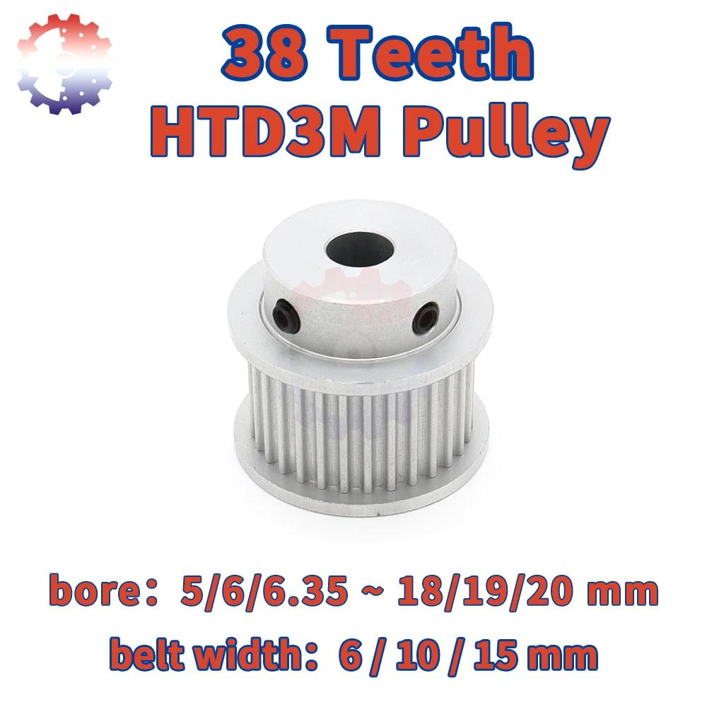 38Teeth HTD 3M Timing Pulley Synchronous Wheels 38T 38 Teeth HTD 3M Pulley Belt Width 6 10 15mm Bore 5/6/8~19/20mm HTD3M Pulley