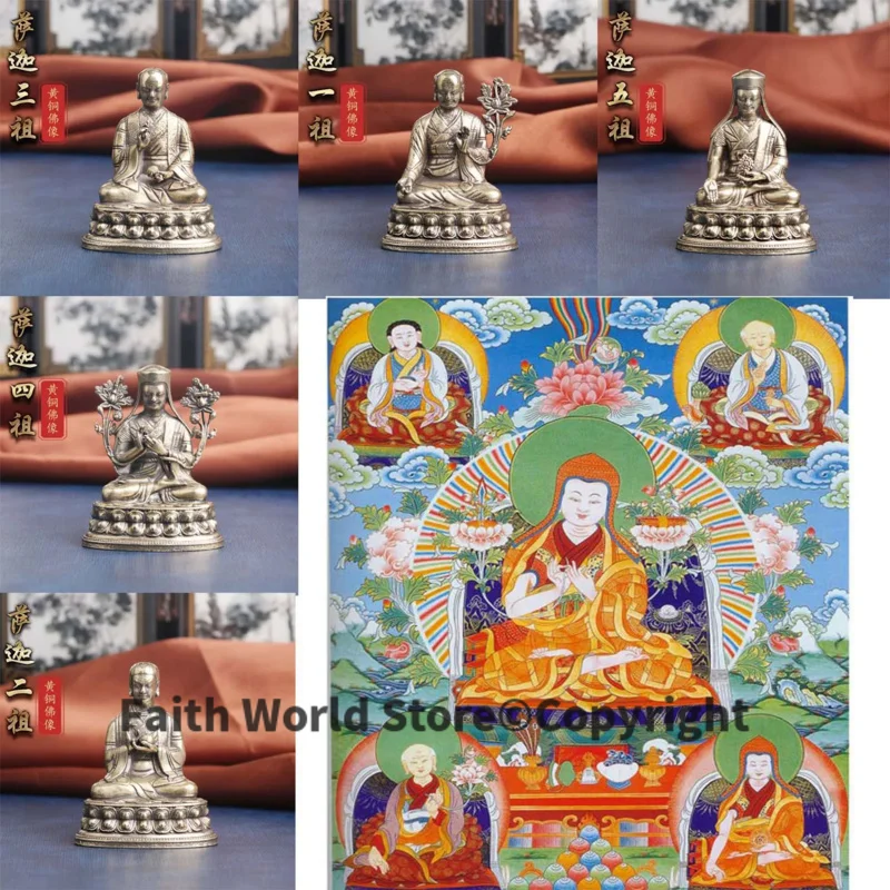 

Wholesale Pocket Buddha statue Tibet temple Buddha Sakya 5 buddhas statue protective talisman Bless health safety good luck