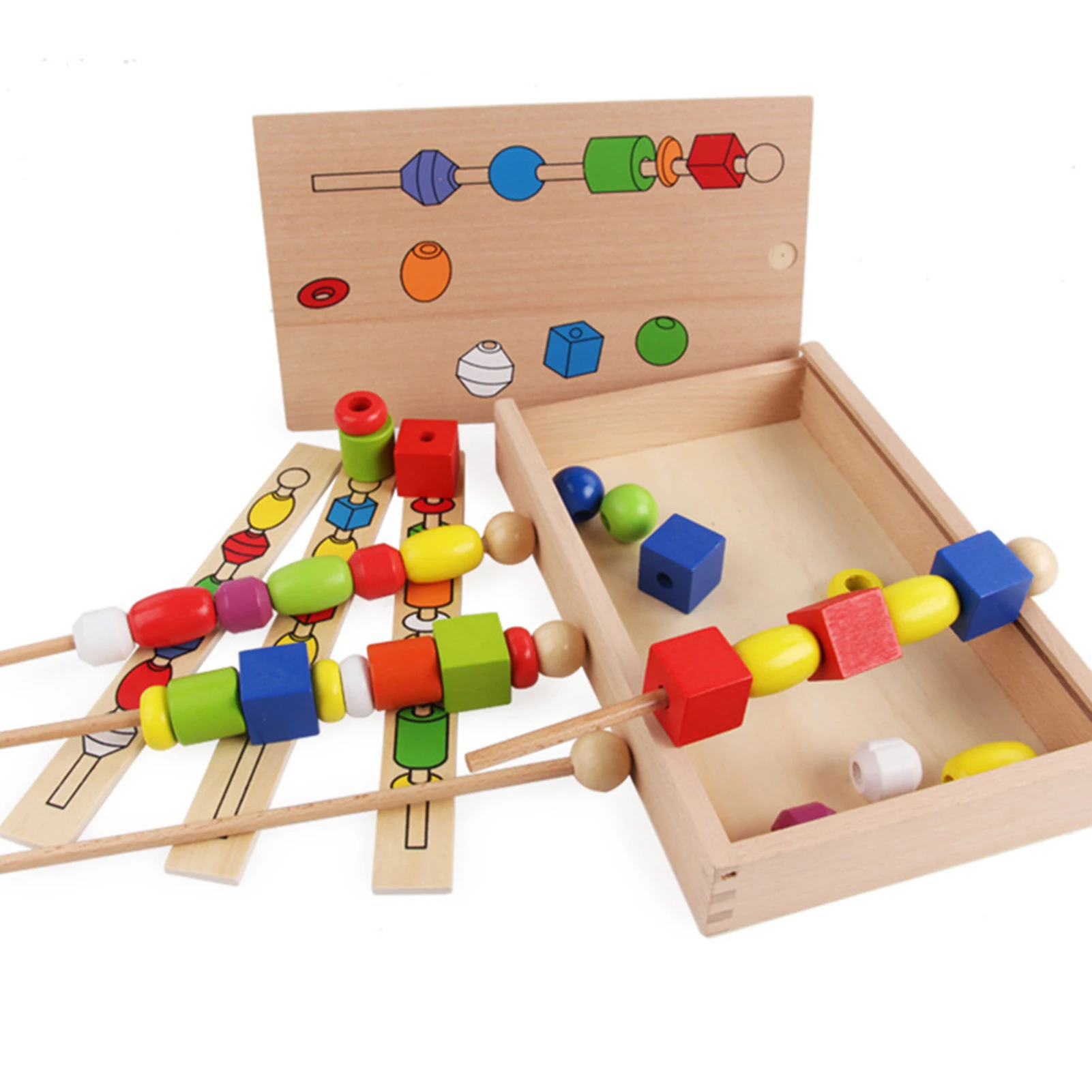 Children's Puzzle Beaded Box Stick Threading Game Hand-eye Coordination Toy