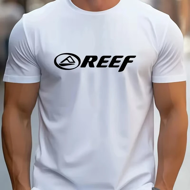 

Summer Men Casual T Shirt 100% Cotton REEF Alphabet Pattern Printing Tops Men Clothing Breathable Fashion Quick Drying Tees