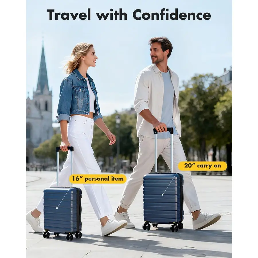 Inch Underseat Carry On Luggage Airline Approved, Hard Shell Suitcase with TSA Lock, Lightweight Spinner Wheels Durable ABS Comp view 2