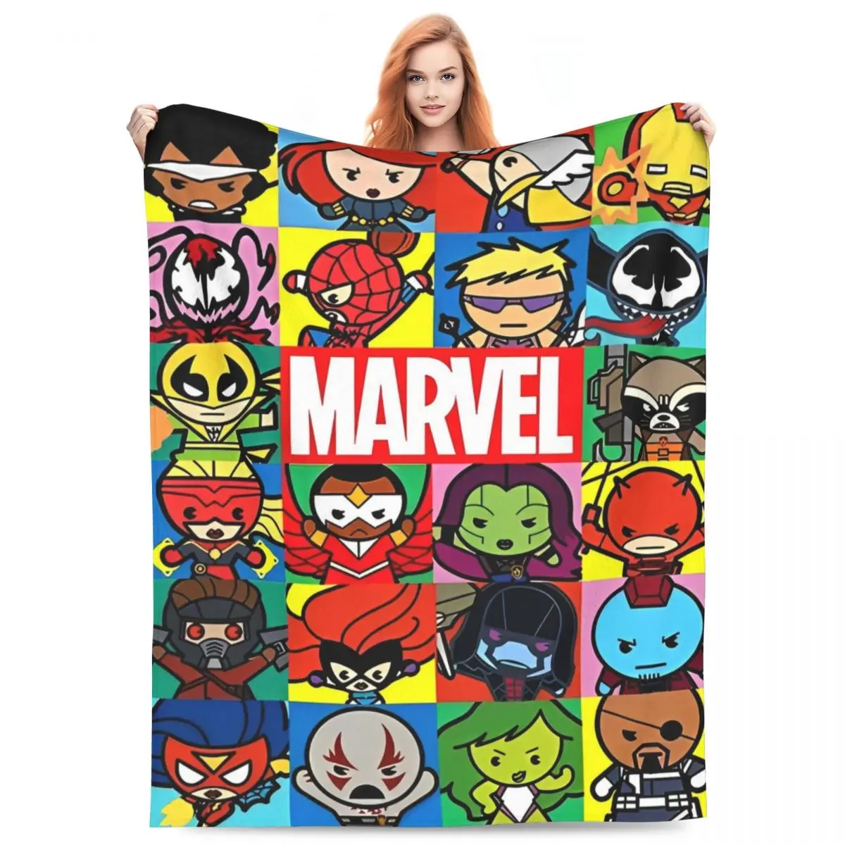 Marvel Hero Characters Flannel Blanket Soft Durable Bedding Throws for Couch Bed Travel Novelty Bedspread Sofa Bed Cover