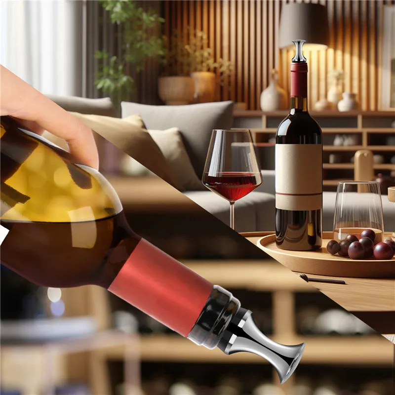 سدادة زجاجات محمولة من الفولاذ المقاوم للصدأ ، موفّرٍ قابل لإعادة الاستخدام ، سدادة فضّية ، ملحق بار ، مناسبات الزفاف ، 2 النبيذ لكل مجموعة