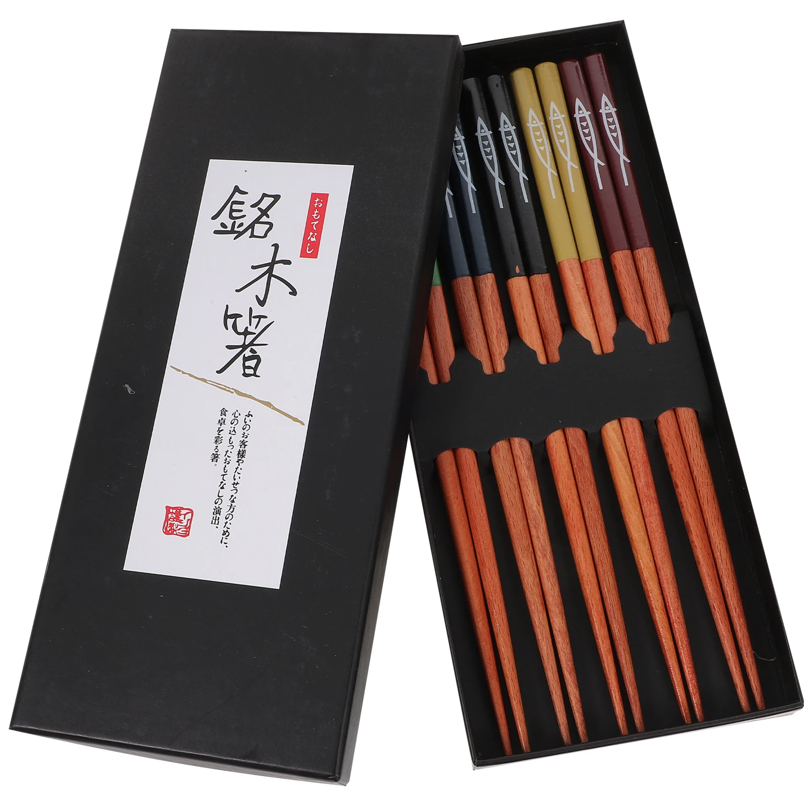 

5 Pairs Sushi Wooden Chopsticks 5 Colors Japanese Style Reusable Gift Travel Kids Adult Straight Body No Burr