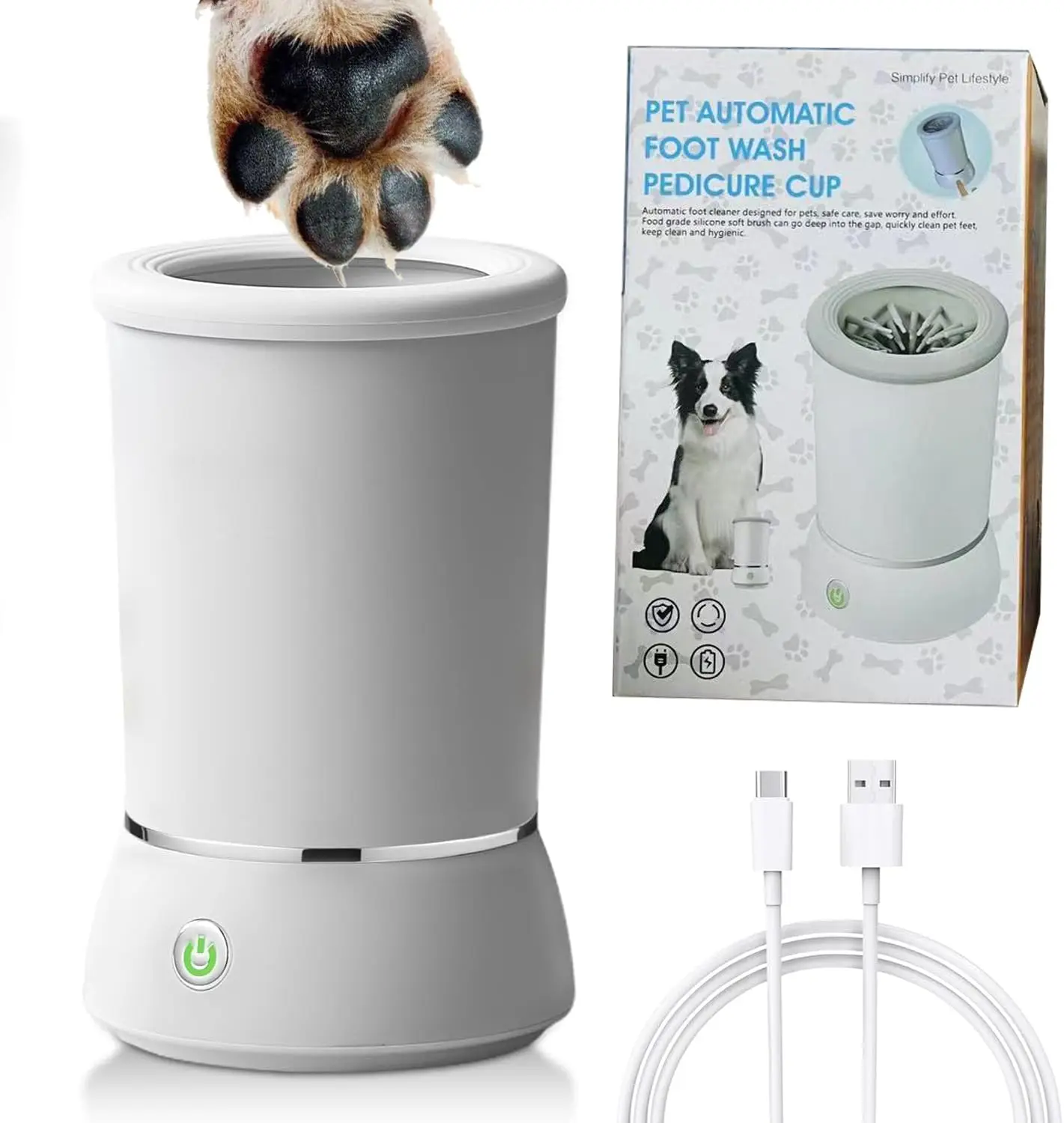 Electric Dog Paw Cleaner USB Rechargeable Claw Care Washing Cup Dog Bathing Automatic Foot Cleaning Machine for Dogs