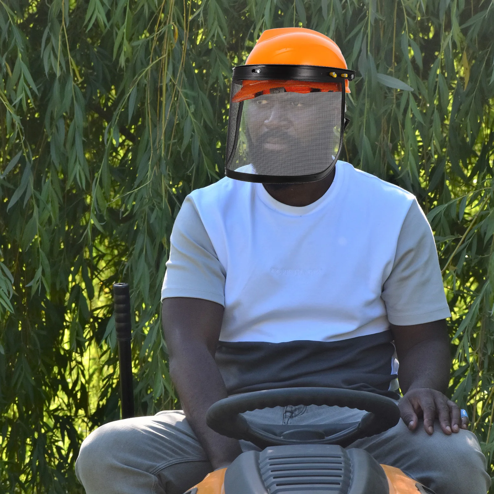 

Lawn Mower Hat Premium Material Durable Metal Mesh Spatter Proof Adjustable Buckle Sponge Cushion Gardening Art SafetyHelmet