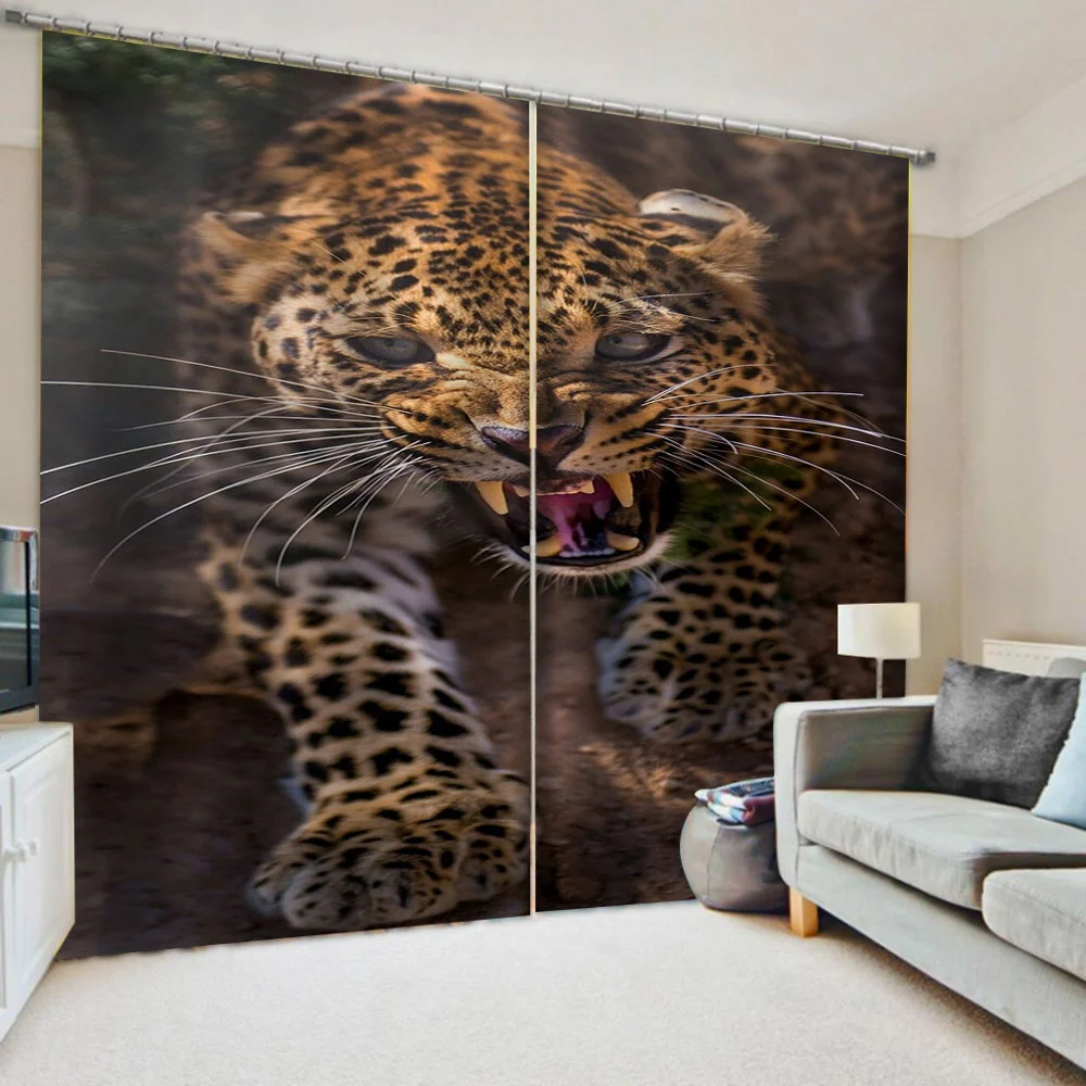 Custom tiger curtains 3D Curtain Printing Blockout Polyester Photo Drapes Fabric For Room personality curtains