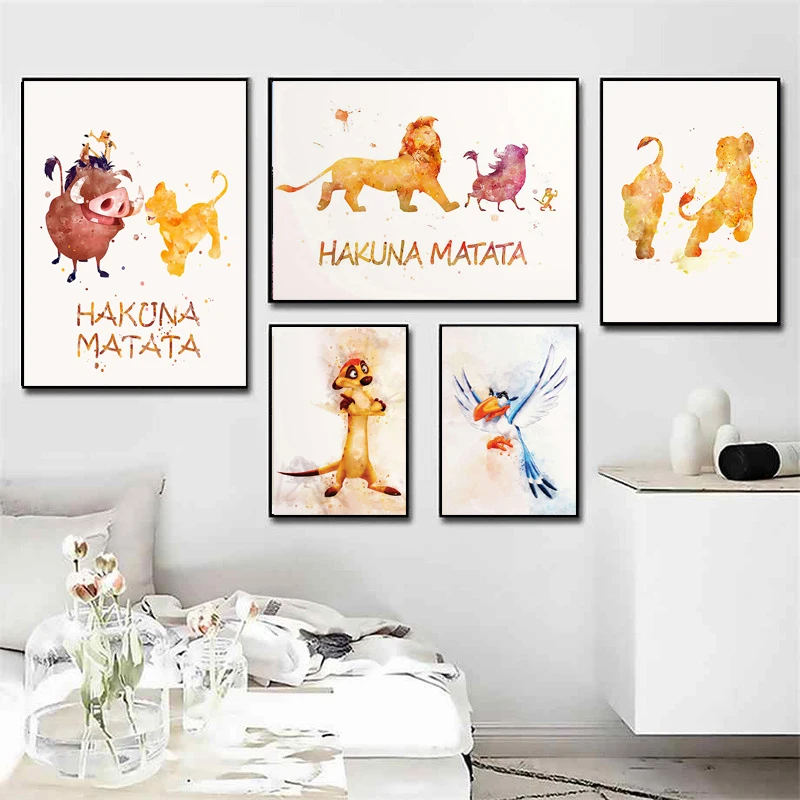 Disney Lion King Anime Posters Cute Nursery Prints Cartoon Canvas Painting Wall Art Pictures for Kids Room Home Decor Cuadros