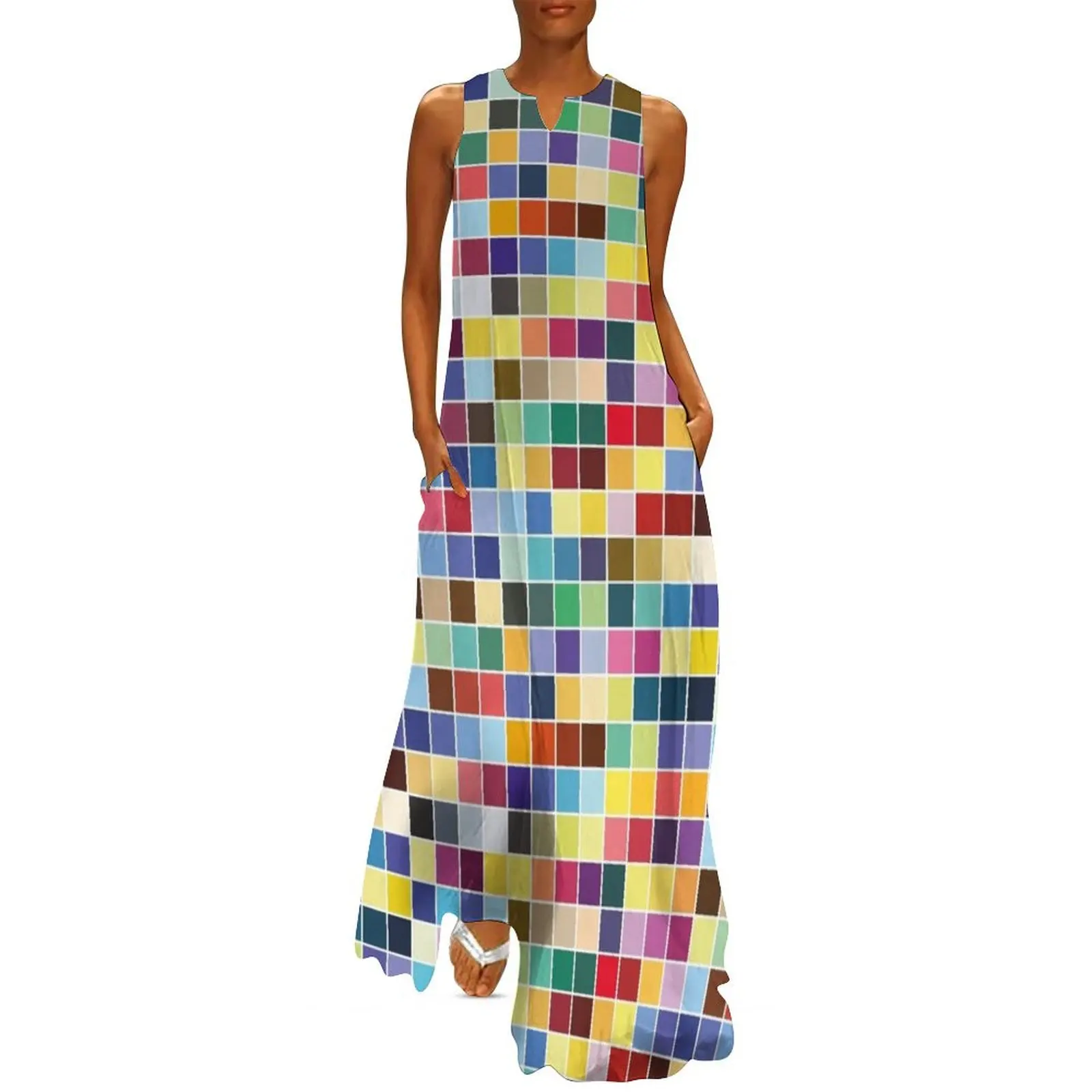 

Pantone Color Palette - Pattern Long Dress birthday dress Beachwear Women's summer long dress