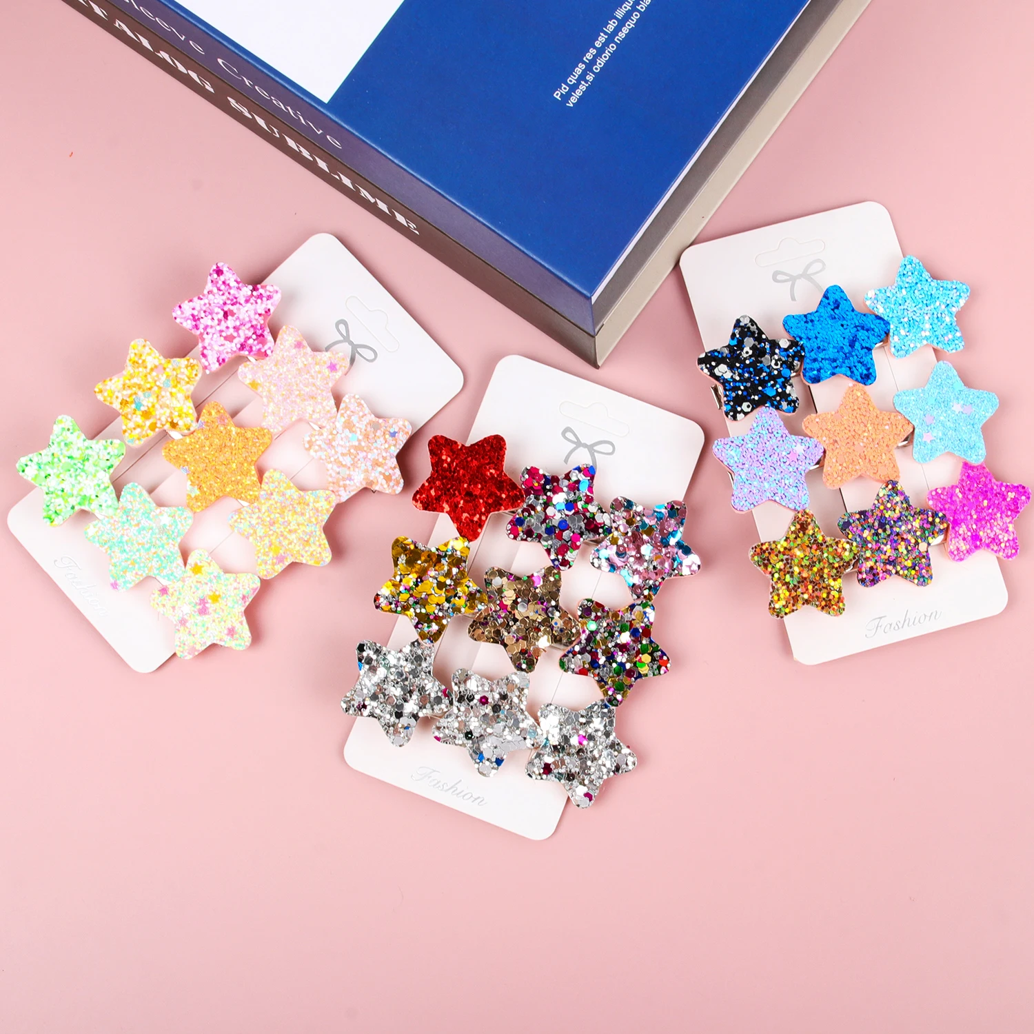 3PCS Colorful Star Hair Clips Women Grils Cute Glitter Heart Hairpin Barrettes Hair Clip Headwear Children Kids Hair Accessories